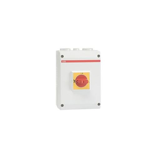 OTP63BA3M 3-pólový odpínač v krytí IP65, plastový, šedý, žluto-červená rukojeť ABB 1SCA022401R3780