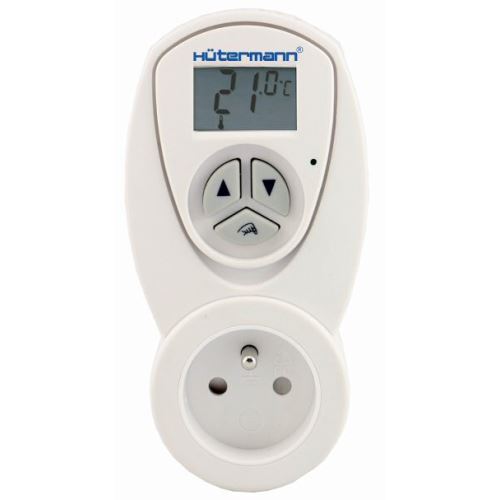 Zásuvkový elektronický termostat Hütermann na ovládanie kúrenia, napr. kúpeľňový radiátor, priamotop apod. typ TZ63 (do zásuvky)