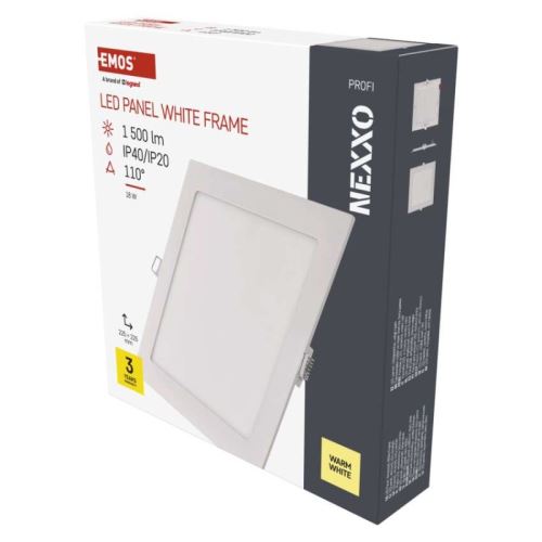 LED vstavané svietidlo NEXXO, štvorcové, biele, 18W, teplá biela