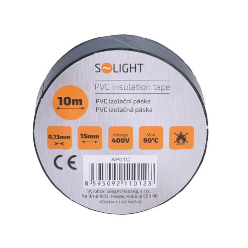 Solight izolačná páska, 15mm x 0,13 mm x 10m, čierna