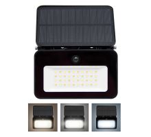 Solight LED solární reflektor se senzorem, 6W, 660lm, 3CCT, Li-Ion, černá