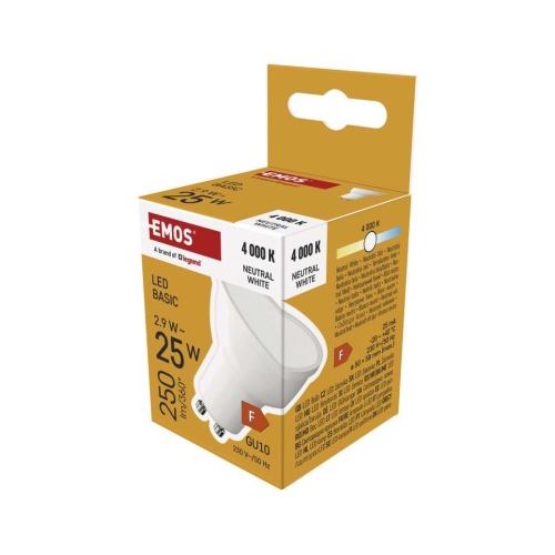 LED žárovka Basic MR16 / GU10 / 2,9 W (25 W) / 250 lm / neutrální bílá