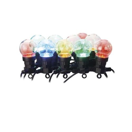 LED světelný řetěz – 10× párty žárovky, 5m, multicolor