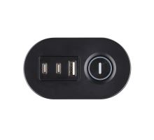 Solight 3z + USB A+C přenosné stolní zásuvky, 2m, černá, USB rychlonabíječka 20W PD (5)