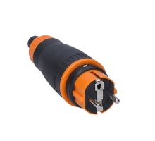 Solight zástrčka do vlhka, přímá, IP44, černá-oranžová (2)