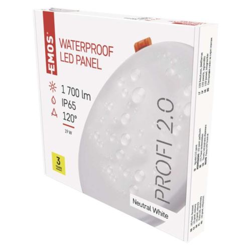 LED panel 185mm, kruhový vestavný bílý, 18W neutrální bílá