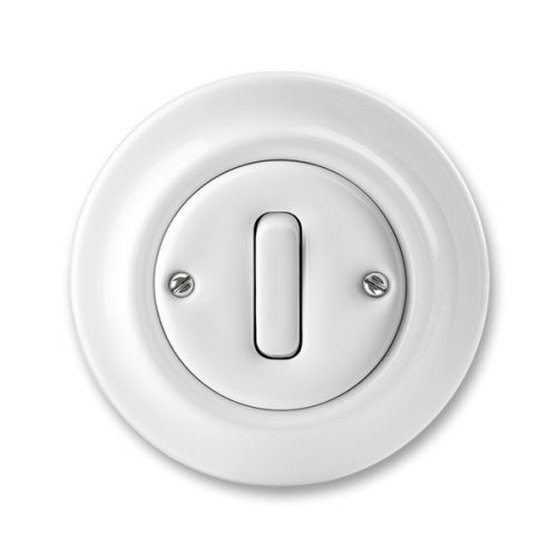 Ovládač přepínací se svorkou N, bílá, porcelán, ABB Decento 3559K-C86345