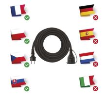 Neoprénový predlžovací kábel spojka 10m 3x 2,5mm, čierny (2)