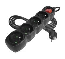 Prodlužovací kabel s vypínačem 4 zásuvky 3m, černý
