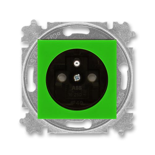 Zásuvka jednonásobná, s clonou, zelená / dymová čierna, ABB Levit 5519H-A02357 67