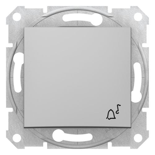 Sedna spínač 1/0 so symbolom zvončeka Aluminium