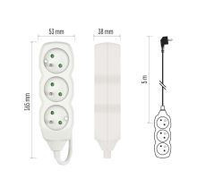 Prodlužovací kabel bílý 3 zásuvky 5m (9)