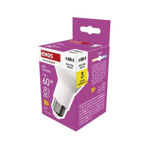LED žárovka Classic R63 / E27 / 7 W  (60 W) / 806 lm / neutrální bílá