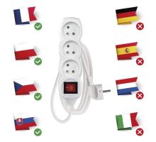 Prodlužovací kabel s vypínačem 3 zásuvky 1,5m, bílý (4)