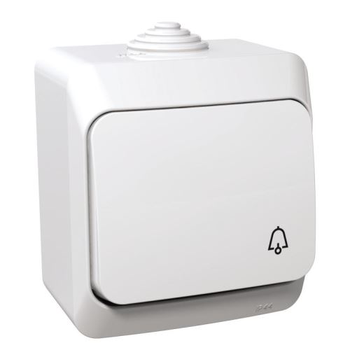 Cedar Plus spínač 1/0 symbol zvonček IP44 polar
