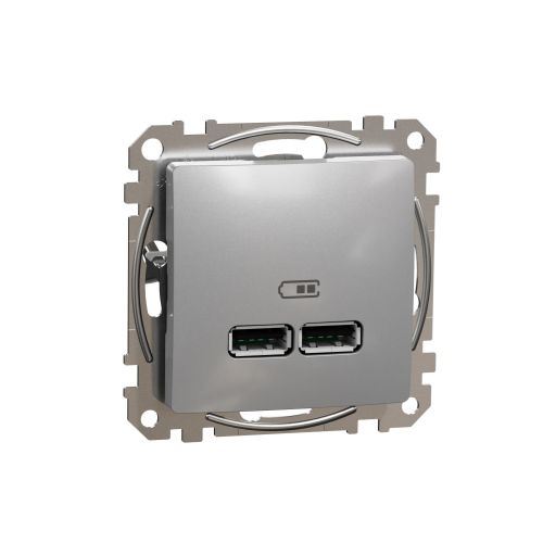 Sedna Design zásuvka nabíjací USB 2-násobná (A + A) 2,1 A aluminium