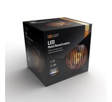 Solight kovová kulatá lucerna se žárovkou s micro LED, teplá bílá, měděná, 3xAA, 19cm (8)